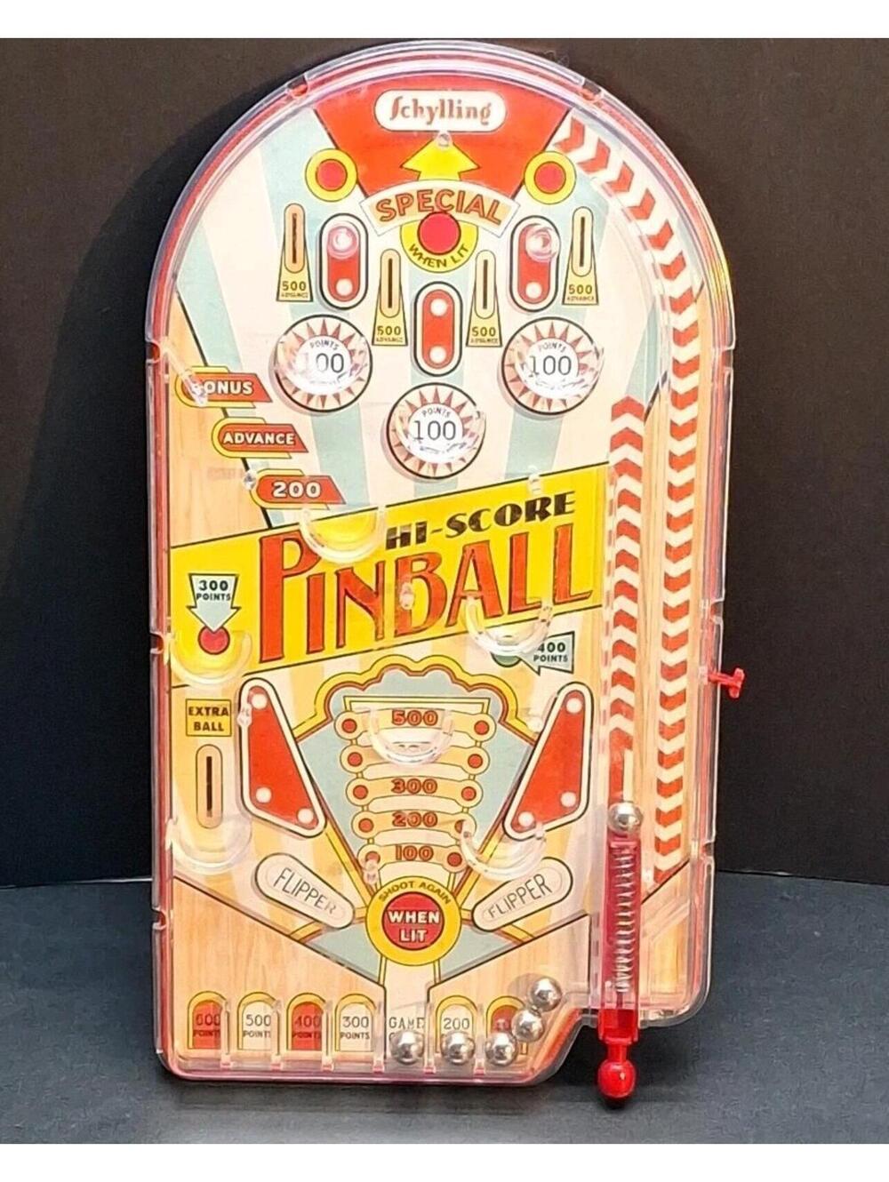 Schylling Hi-Score Handheld Pinball Game – 10" Travel Pin-Ball Toy